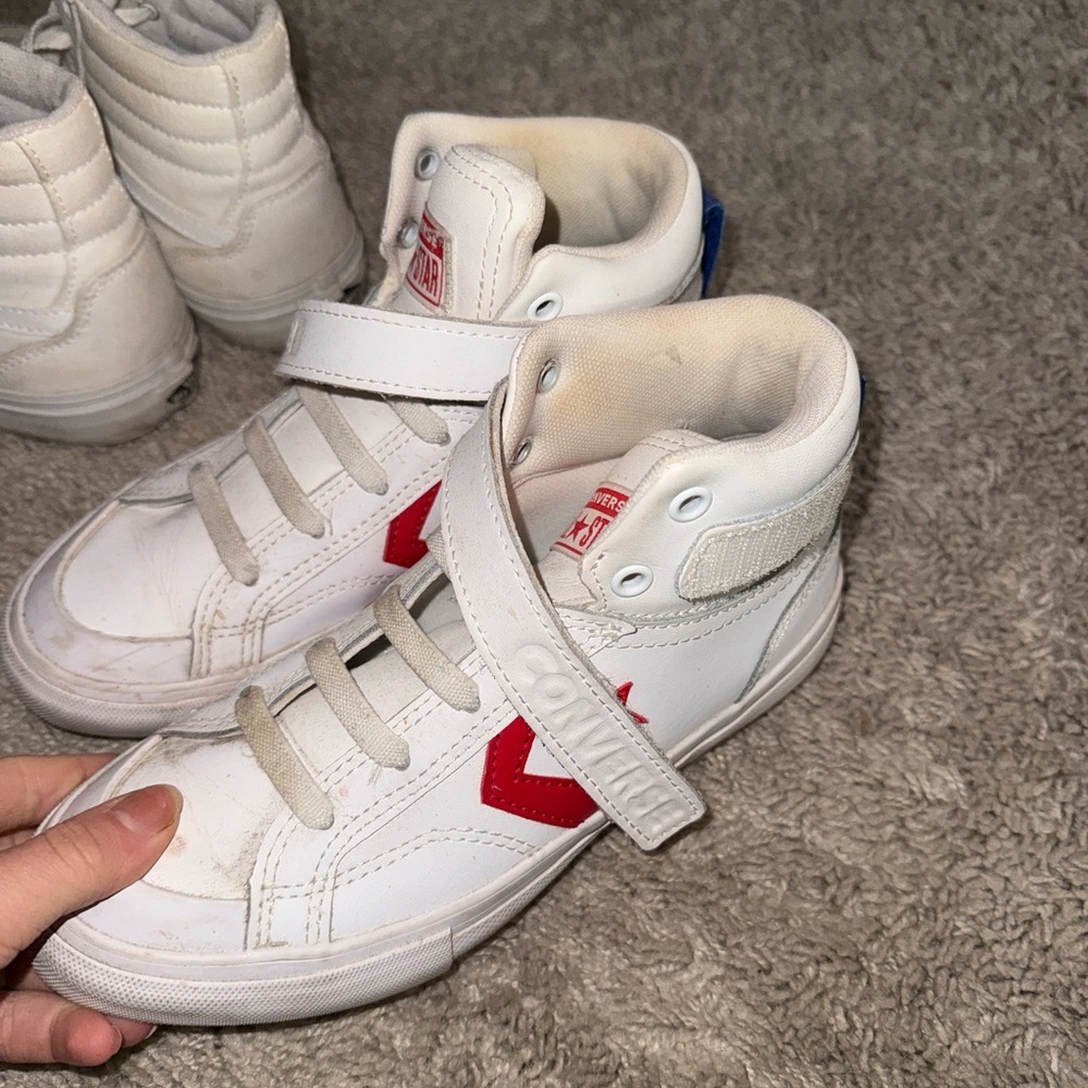Converse Kids White and Red Strap Sneakers